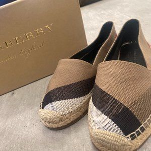 Burberry Leather Trim Canvas Check Espadrilles